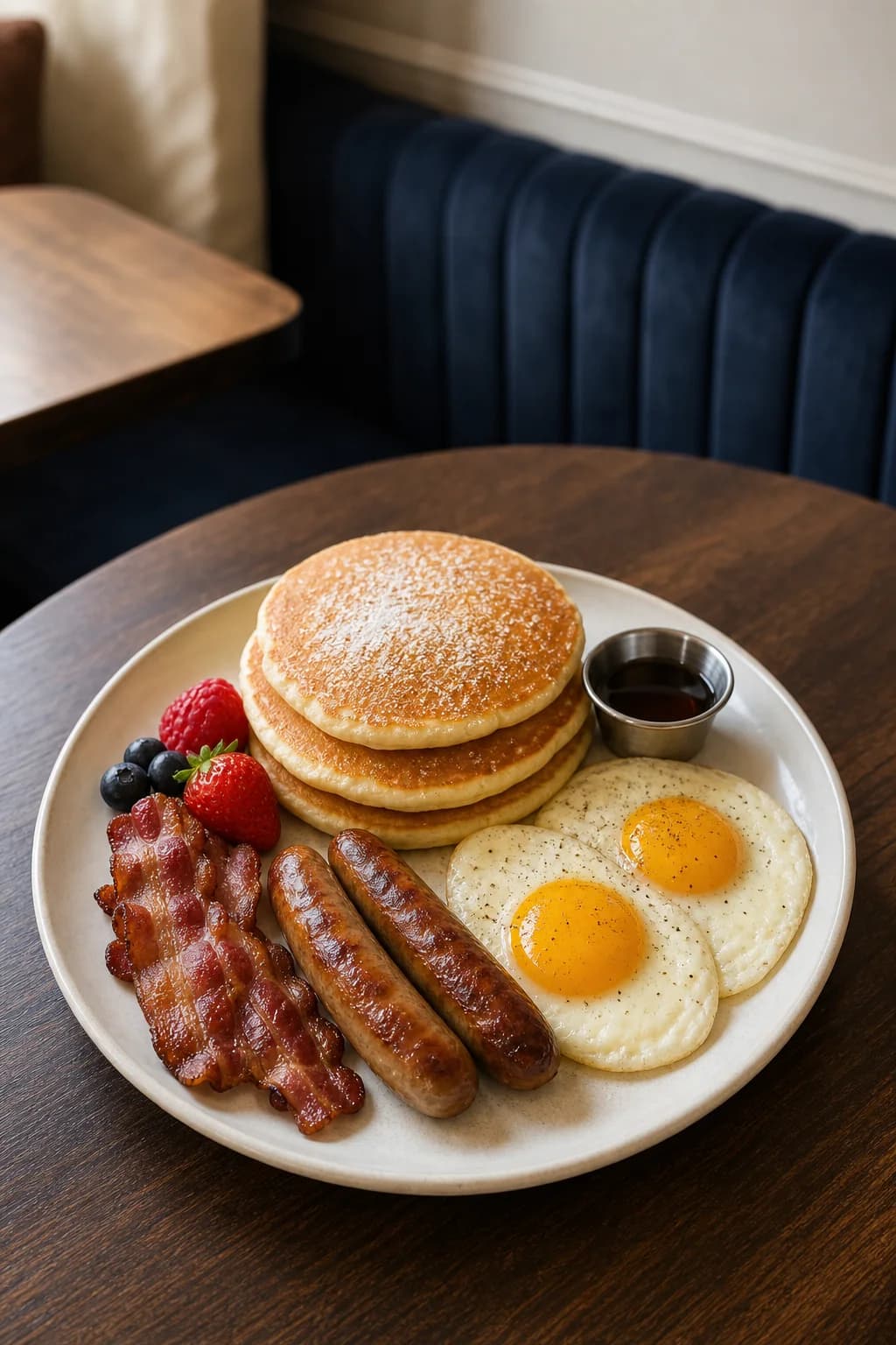Lumberjack served at a café table