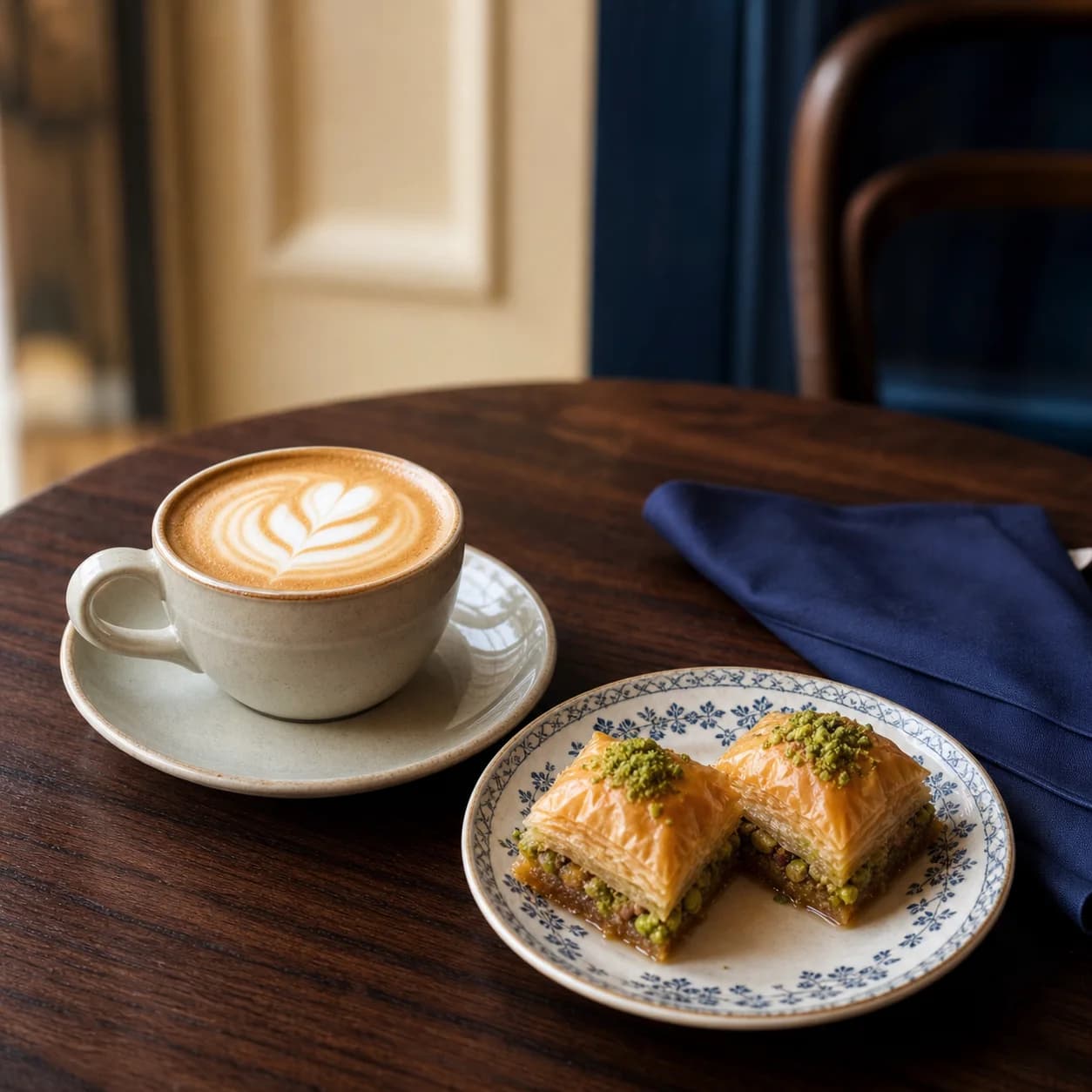 Flat White served at a café table
