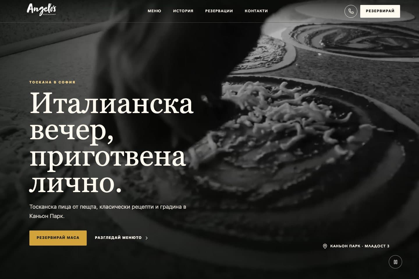 Angelo's website homepage