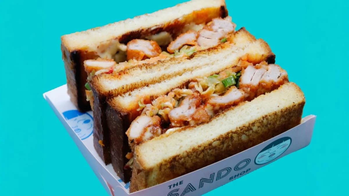 Chicken katsu sando in The Sando Shop branded tray