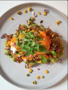Colourful savoury brunch plate from Cafe Strange Brew's Instagram