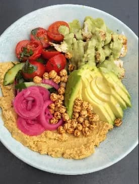 Hummus, avocado and pickled vegetable bowl from Cafe Strange Brew's Instagram