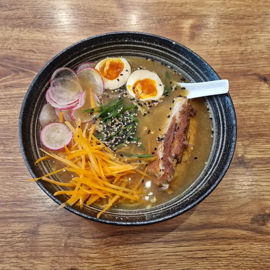 The Sando Shop ramen bowl with pork, egg and vegetables